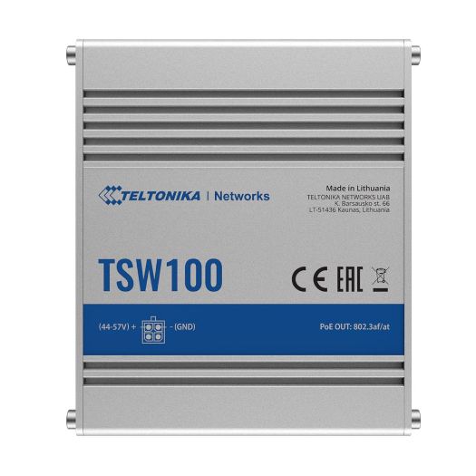 TK-TSW100, Teltonika Industrijska Neupravljiva PoE Industrijska Prekidačica, 5 Ethernet RJ45 gigabitnih portova