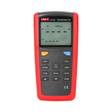 UT325 Thermometer with K, J, T, E, R, S and N type probes   Dual backlit display 