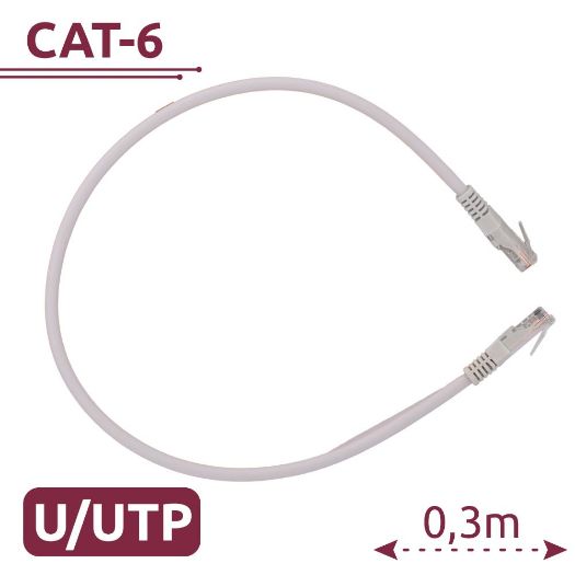 UTP6-H-03W, UTP kabel, Ethernet, RJ45 konektori, Kategorija 6, 0, 3 m, Bijela boja