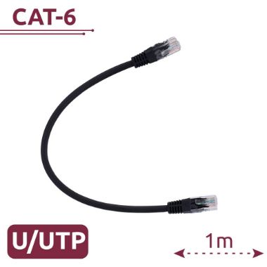 UTP6-H-1BK, UTP kabel, Ethernet, RJ45 konektori, Kategorija 6, 1 m, Crna boja