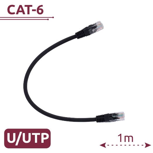 UTP6-H-1BK, UTP kabel, Ethernet, RJ45 konektori, Kategorija 6, 1 m, Crna boja