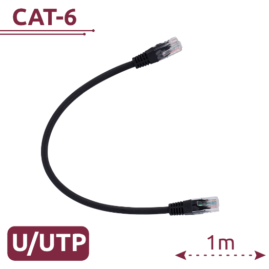 UTP6-H-1BK UTP cable   Ethernet   RJ45 Connectors   Category 6   1 m   Black colour