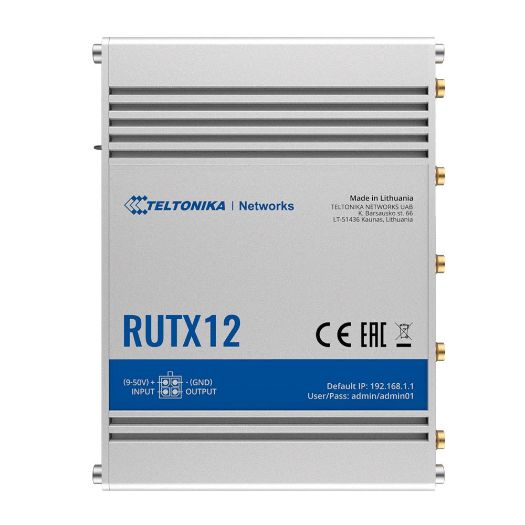 TK-RUTX12, Teltonika usmjerivač 4G Industrijski, Dvostruki modem 4G Cat 6 Dvostruka SIM kartica