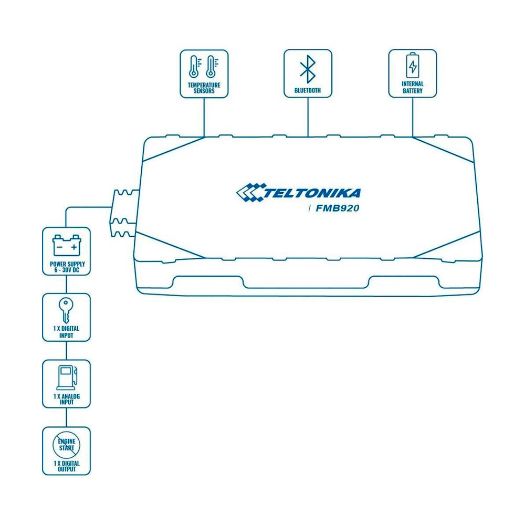 TK-FMB920, Utikač & Praćenje reprodukcije za vozila, Jednostavno povezivanje, Žičani ulazi i izlazi