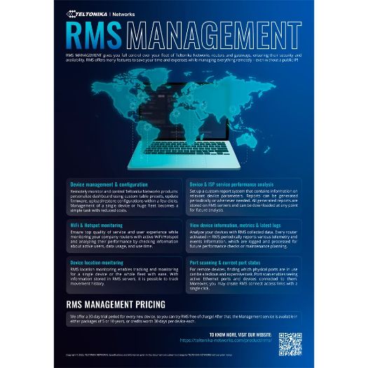 TK-RMS-3Y, Licence za Teltonika RMS platformu, Paket od 3 godine licence, Teltonika daljinsko praćenje uređaja