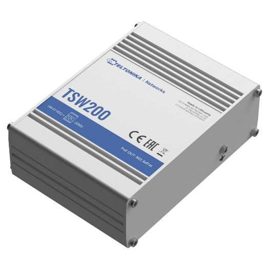 TK-TSW200, Teltonika Industrijska Neupravljiva PoE Industrijska Prekidačica, 8 Ethernet RJ45 Gigabit + 2 SFP Gigabit porta