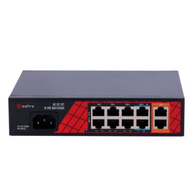 SF-SW1008HIPOE-H-120, Safire Switch Hi, PoE, 8 PoE port(ovi) + 2 gore, priključak(ovi) za povezivanje