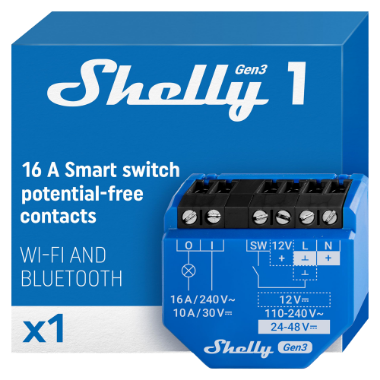 SH-1-GEN3 Shelly 1 Gen3   WiFi 2.4 GHz IEEE802.11 b/g/n / Bluetooth    Intelligent switch  