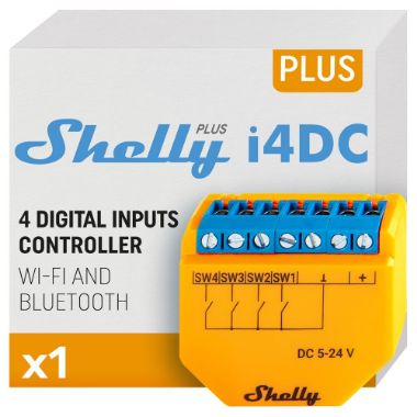 SH-PLUS-I4-DC, Shelly Plus I4 DC, WiFi 2.4 GHz IEEE802.11 b/g/n / Bluetooth