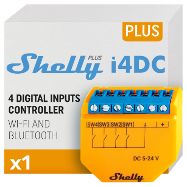 SH-PLUS-I4-DC Shelly Plus I4 DC   WiFi 2.4 GHz IEEE802.11 b/g/n / Bluetooth 