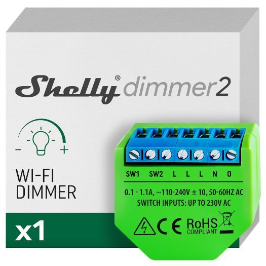 SH-DIMMER-2 Shelly Dimmer 2   WiFi 2.4 GHz IEEE802.11 b/g/n   Light intensity regulator 