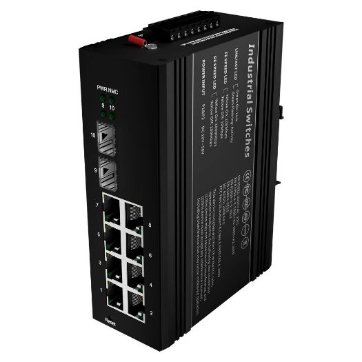 SW1008HIPOE-MGF-240-DIN, Bijela marka PoE Prekidač, Montaža na DIN šinu, 8 gigabitnih portova + 2 gigabitna SFP porta