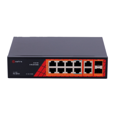 SF-SW1208HIPOE-GF-120 Safire Switch Hi PoE   8 PoE ports + 2 SFP + 2 RJ45 