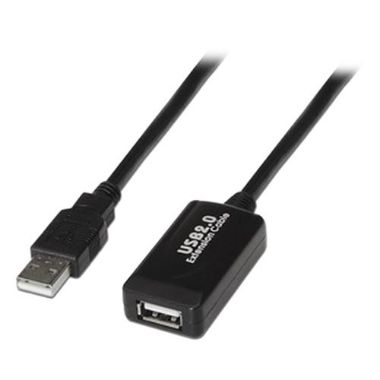 USB1-10, USB produživač 2.0, Duljina 10 m, USB A konektori M/F, Aktivan, Crna boja