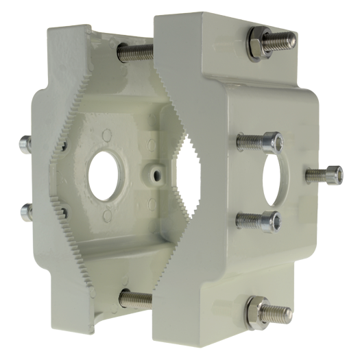 SP804 nosač za stup   Raspon promjera 60–110 mm   Otvori za montažu na obje strane 