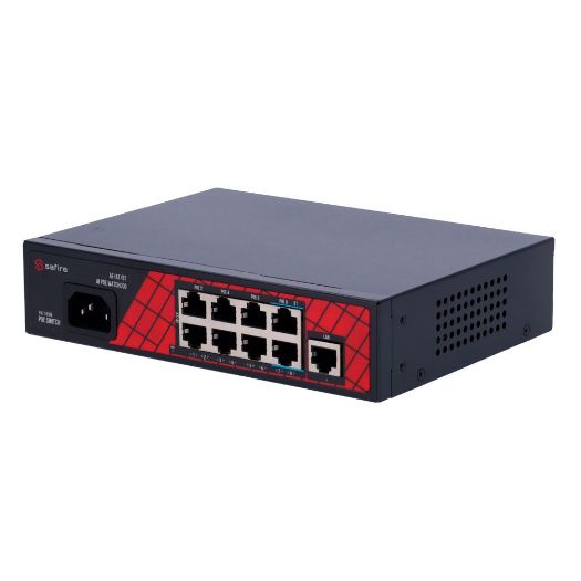 SF-SW0908HIPOE-120, Safire Switch Hi, PoE, 8 PoE port(ovi) + 1 gore, priključak(ovi) za povezivanje