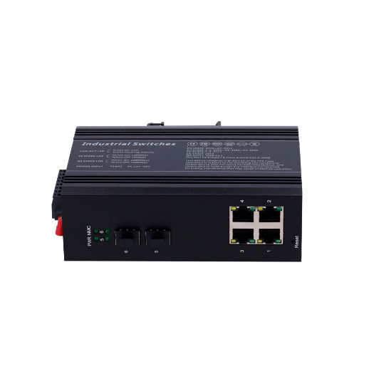 SW0604HIPOE-MGF-120-DIN, Bijela marka PoE Prekidač, Montaža na DIN šinu, 4 gigabitna porta + 2 gigabitna SFP porta