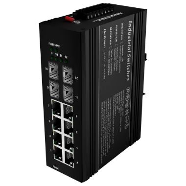 SW1208HIPOE-MGF-240-DIN, Bijela marka PoE Prekidač, Montaža na DIN šinu, 8 gigabitnih portova + 4 gigabitna SFP