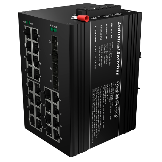 SW2624HIPOE-MGF-360-DIN White Brand PoE Switch   DIN rail mount   24 Gigabit Ports + 4 Gigabit SFP 