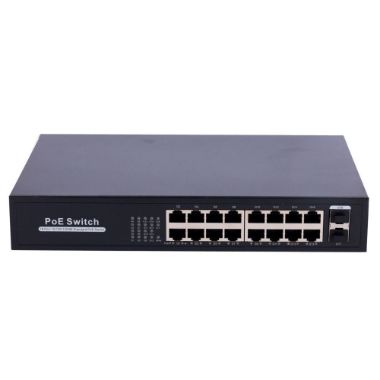 SW1816POE-GF-250-E, PoE prekidač, 16 portova RJ45 + 2 SFP uzlazna veza, 16x 10/100/1000Mbps + 2x 10/100/1000Mbps