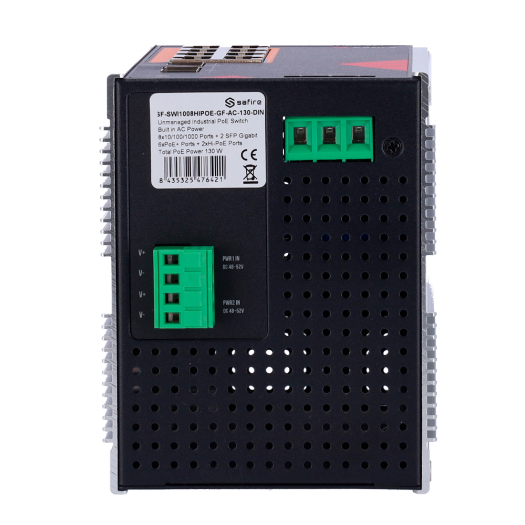 SF-SWI1008HIPOE-GF-AC-130-DIN Safire Switch Industrial AC and DC Power 