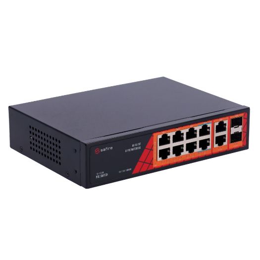 SF-SW1208HIPOE-GF-120, Safire Switch Hi, PoE, 8 PoE portova + 2 SFP + 2 RJ45