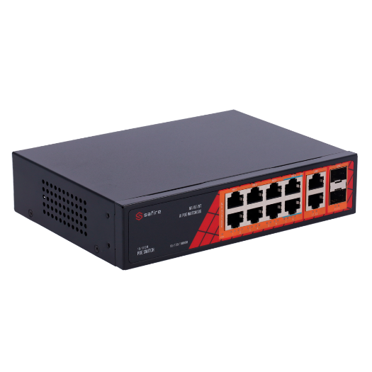 SF-SW1208HIPOE-GF-120 Safire Switch Hi PoE   8 PoE ports + 2 SFP + 2 RJ45 