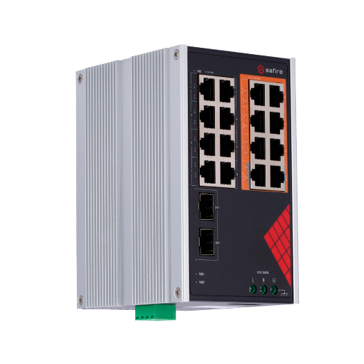 SF-SWI1808HIPOE-GF-AC-130-DIN Safire Switch Industrial AC and DC Power 