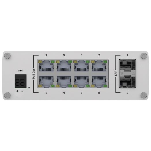 TK-TSW200, Teltonika Industrijska Neupravljiva PoE Industrijska Prekidačica, 8 Ethernet RJ45 Gigabit + 2 SFP Gigabit porta
