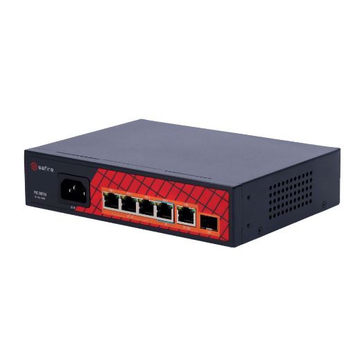 SF-SW0604HIPOE-GF-65, Safire Switch Hi, PoE, 4 PoE porta + 1 uzlazni priključak RJ45 + 1 SFP uzlazni priključak