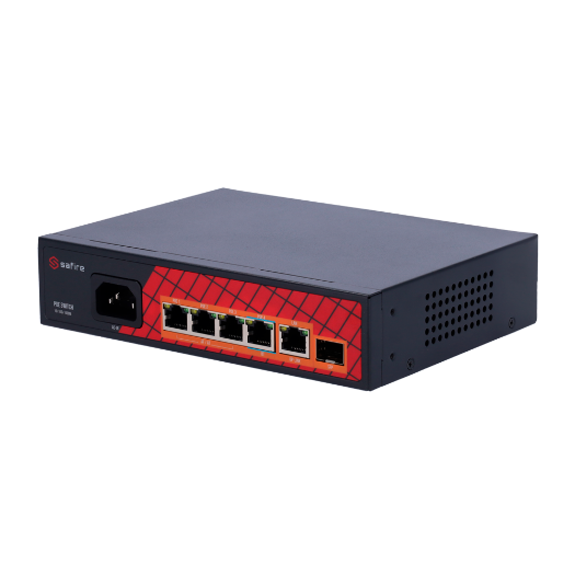 SF-SW0604HIPOE-GF-65 Safire Switch Hi PoE   4 PoE ports + 1 Uplink RJ45 + 1 SFP Uplink 