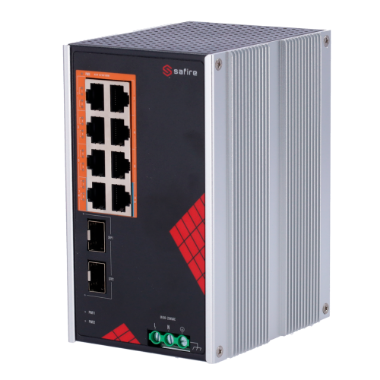 SF-SWI1008HIPOE-GF-AC-130-DIN Safire Switch Industrial AC and DC Power 