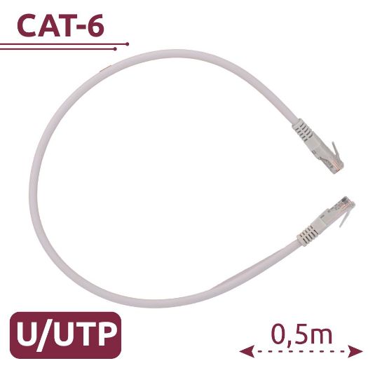 UTP6-H-05W, UTP kabel, Ethernet, RJ45 konektori, Kategorija 6, 0, 5 m, Bijela boja