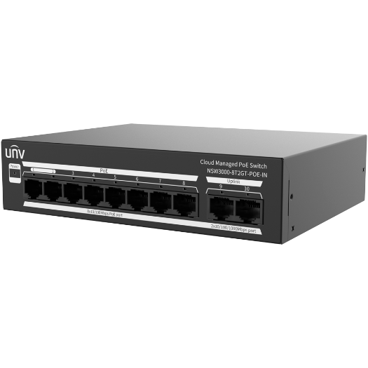 UV-NSW3000-8T2GT-POE-IN Uniview Manageable Cloud PoE Switch   8 PoE802.3af/at + 2 uplink RJ45  