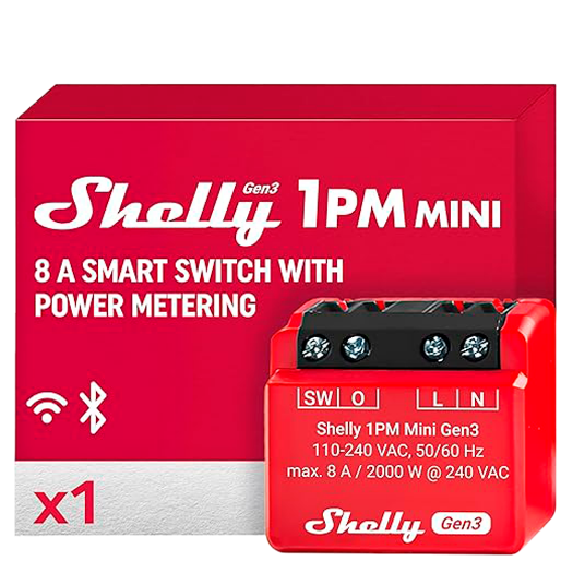 SH-1PM-MINI-GEN3 Shelly 1PM Mini Gen3   WiFi 2.4 GHz IEEE802.11 b/g/n / Bluetooth 