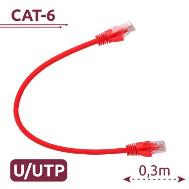 UTP6-H-03R, UTP kabel, Ethernet, RJ45 konektori, Kategorija 6, 0, 3 m, Boja: Crvena