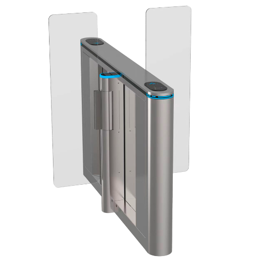 TS-SG808-M-800-HIGH Double bi directional access turnstile   Acrylic barrier gate with 1.5 m folding barrier 