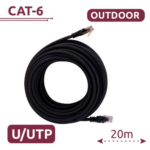 UTP6-20-OUTDOOR, UTP kabel, Ethernet, RJ45 konektori, Kategorija 6, Specijalni vanjski pokrov (crni)