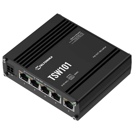 TK-TSW101 Teltonika Industrial Unmanageable PoE Industrial Switch   5 Ethernet RJ45 Gigabit ports 