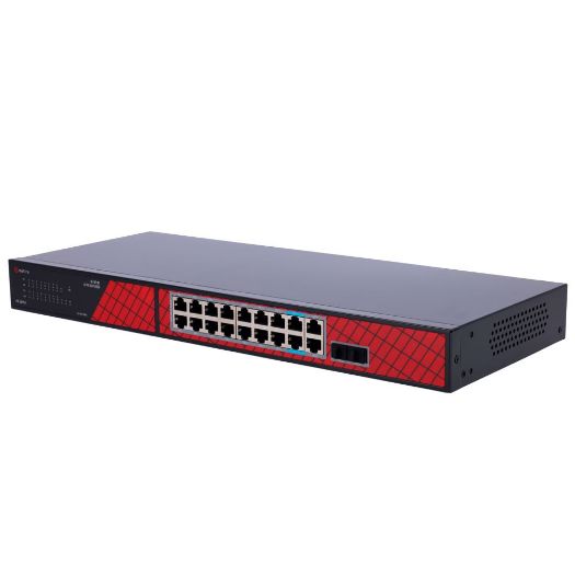 SF-SW2016HIPOE-GF-240, Safire Switch Hi, PoE, 16 PoE portova + 2 SFP + 2 RJ45