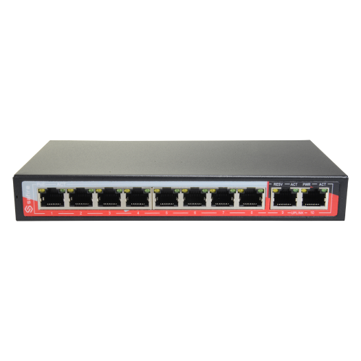 SF-SW1008POE-96 PoE Switch   8 PoE port(s) + 2 Up link port(s)   Speed 10/100Mbps 