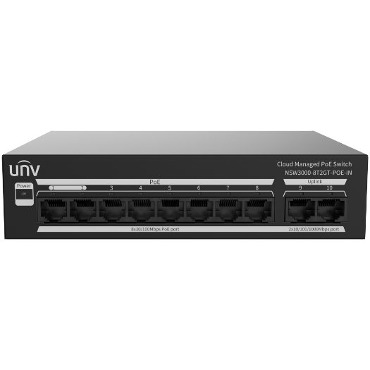 UV-NSW3000-8T2GT-POE-IN Uniview Manageable Cloud PoE Switch   8 PoE802.3af/at + 2 uplink RJ45  