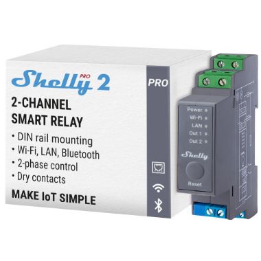 SH-PRO-2, Shelly Pro 2, WiFi 2.4 GHz IEEE802.11 b/g/n / Bluetooth, Inteligentni prekidač za DIN šinu