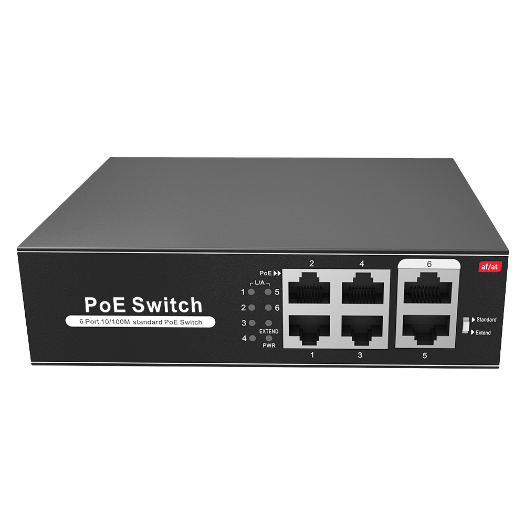 SW0604POE-65-E PoE Switch   4 PoE port(s) + 2 Up link port(s)   Speed up to 100 Mbps on all ports 