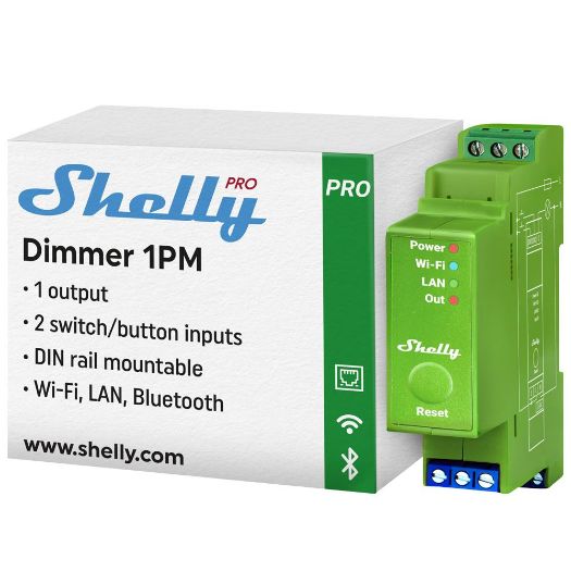 SH-PRO-DIMMER-1PM, Shelly Pro Dimmer 1PM, WiFi 2.4 GHz IEEE802.11 b/g/n / Bluetooth