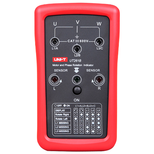 UT261B Phase sequence indicator   Motor rotation indicator   AC voltage measurement 