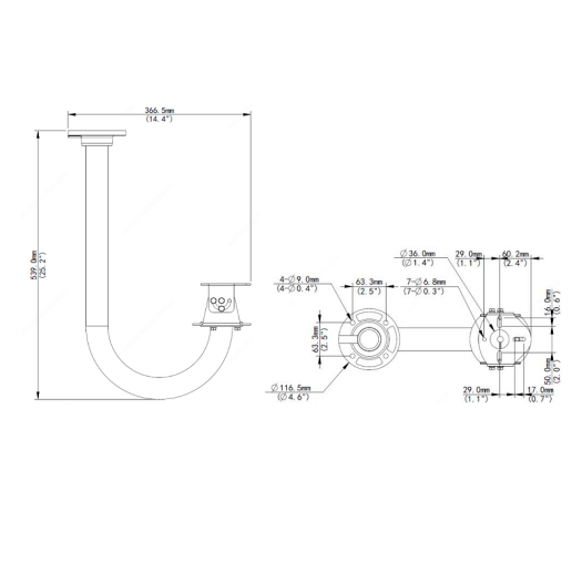 UV-TR-CM06-C-IN Wall bracket   For speed domes   Suitable for indoor and outdoor use 