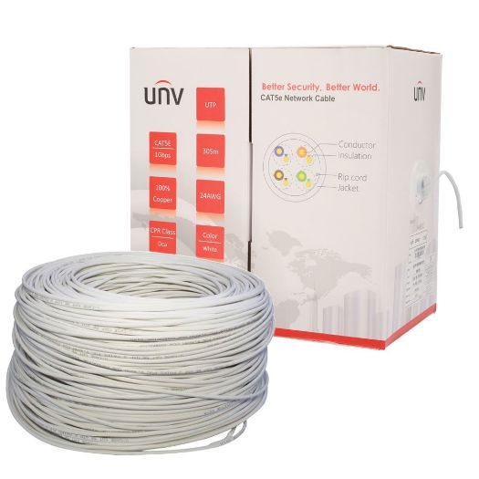 UV-UTP5E-300-BC24AWG-DCA-B-W, Kategorija Uniview UTP kabela 5E, Vozač OFC, 100% bakar