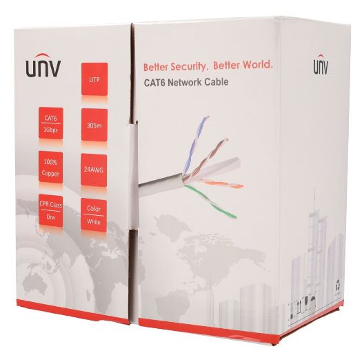 UV-UTP6-300-BC24AWG-DCA-B-W, Uniview UTP kabel kategorije 6, Vozač OFC, 100% bakar