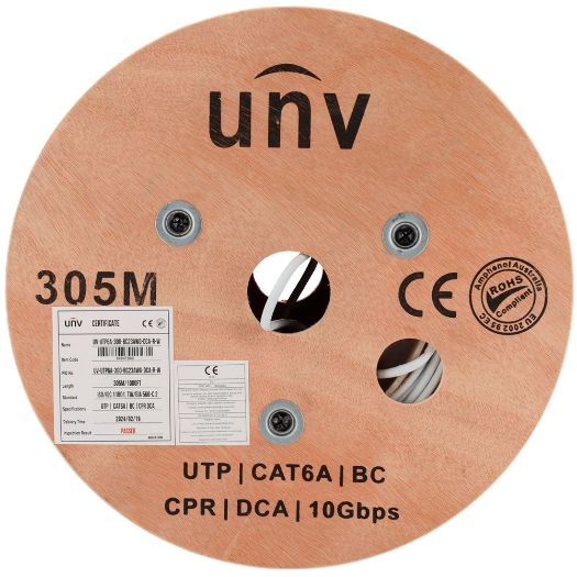 UV-UTP6A-300-BC23AWG-DCA-R-W, Uniview UTP kabel Kategorija 6A, Vozač OFC, 100% bakar
